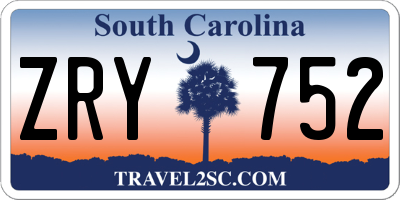 SC license plate ZRY752
