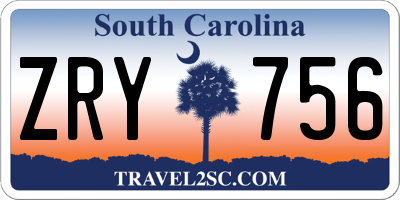 SC license plate ZRY756