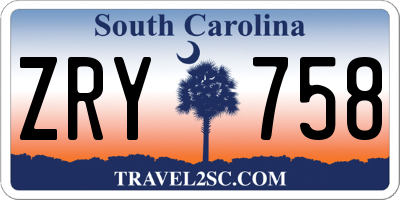 SC license plate ZRY758