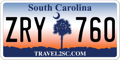 SC license plate ZRY760