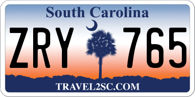 SC license plate ZRY765