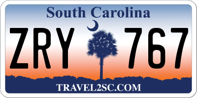 SC license plate ZRY767
