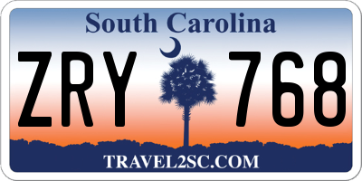 SC license plate ZRY768