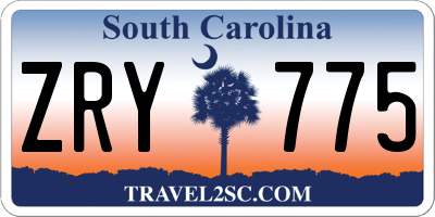 SC license plate ZRY775
