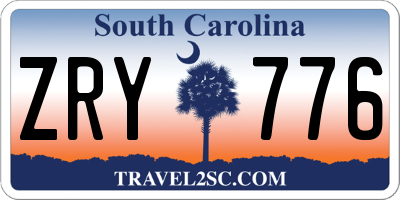 SC license plate ZRY776