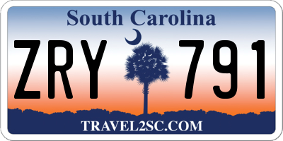 SC license plate ZRY791