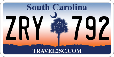 SC license plate ZRY792