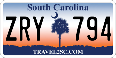 SC license plate ZRY794