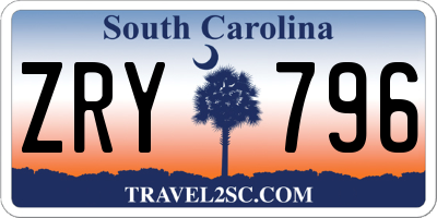 SC license plate ZRY796