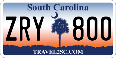 SC license plate ZRY800