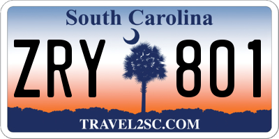 SC license plate ZRY801