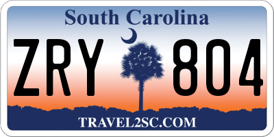 SC license plate ZRY804