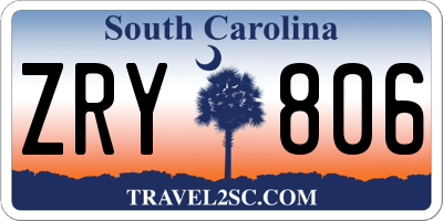 SC license plate ZRY806