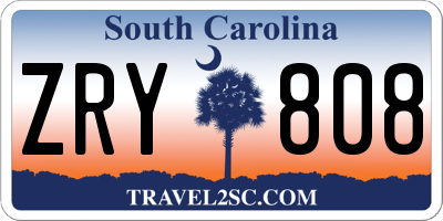 SC license plate ZRY808