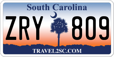 SC license plate ZRY809