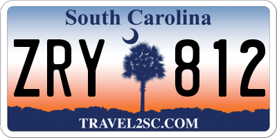 SC license plate ZRY812