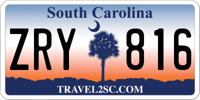 SC license plate ZRY816