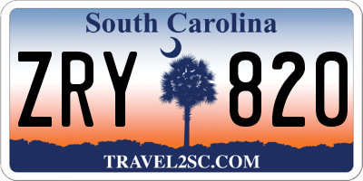 SC license plate ZRY820