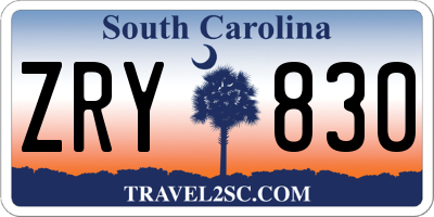 SC license plate ZRY830