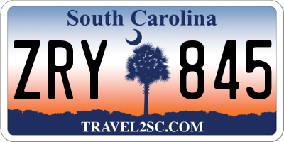 SC license plate ZRY845
