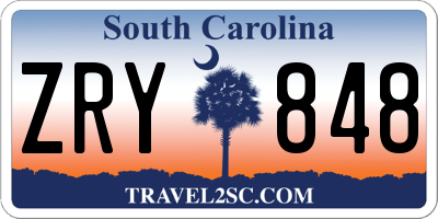 SC license plate ZRY848