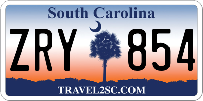 SC license plate ZRY854