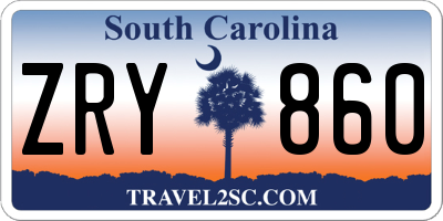 SC license plate ZRY860
