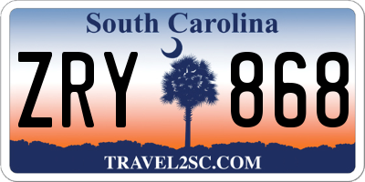 SC license plate ZRY868