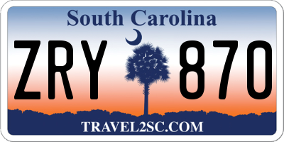 SC license plate ZRY870
