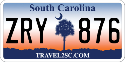 SC license plate ZRY876