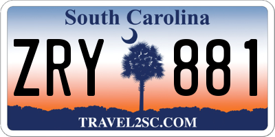 SC license plate ZRY881