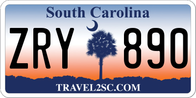 SC license plate ZRY890