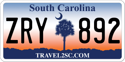 SC license plate ZRY892