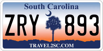 SC license plate ZRY893