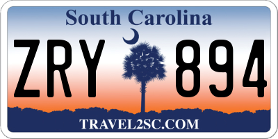 SC license plate ZRY894