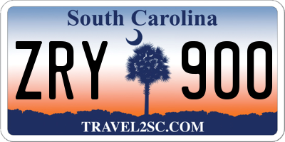SC license plate ZRY900