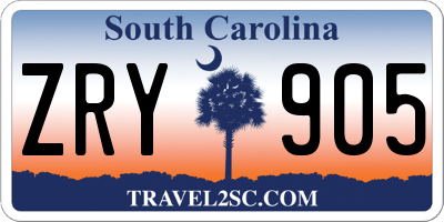 SC license plate ZRY905
