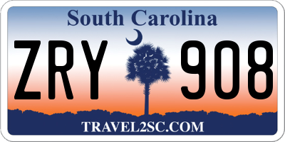 SC license plate ZRY908