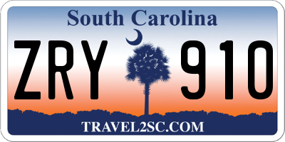 SC license plate ZRY910