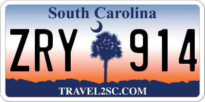SC license plate ZRY914