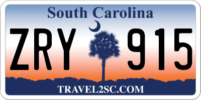 SC license plate ZRY915