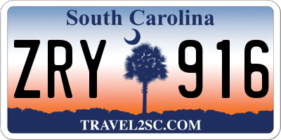 SC license plate ZRY916
