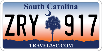 SC license plate ZRY917