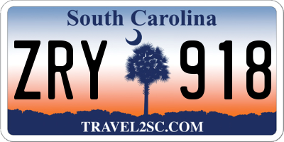 SC license plate ZRY918
