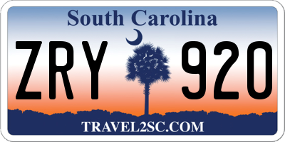 SC license plate ZRY920