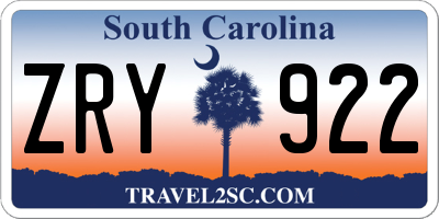 SC license plate ZRY922