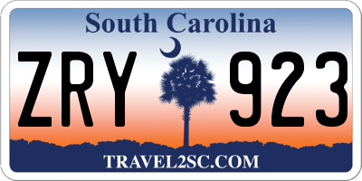 SC license plate ZRY923