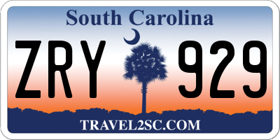 SC license plate ZRY929