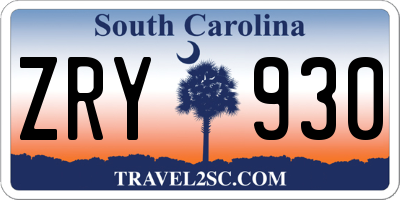 SC license plate ZRY930