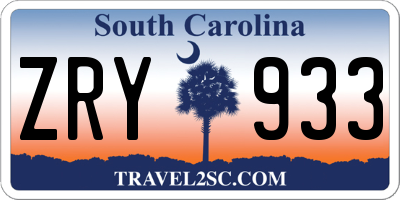 SC license plate ZRY933